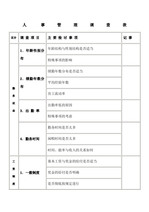 人事管理调查问卷