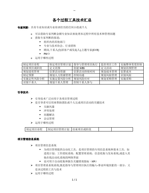 PMP过程工具技术总结