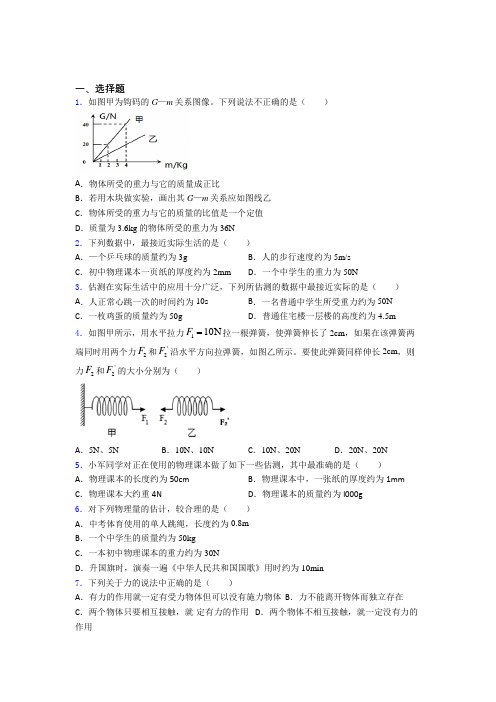 北京师范大学第二附属中学初中物理八年级下册第七章《力》检测卷(答案解析)