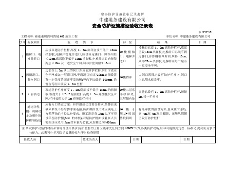 安全防护设施验收记录表样