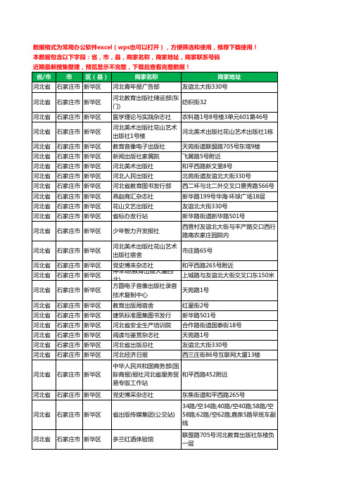 2020新版河北省石家庄市新华区出版工商企业公司商家名录名单黄页联系电话号码地址大全75家