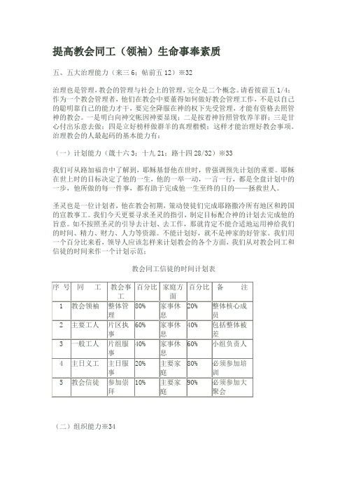 提高教会同工