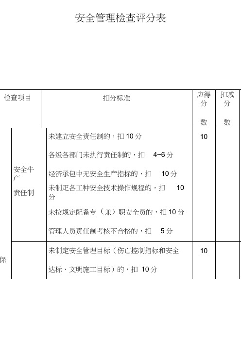 工程管理检查评分表