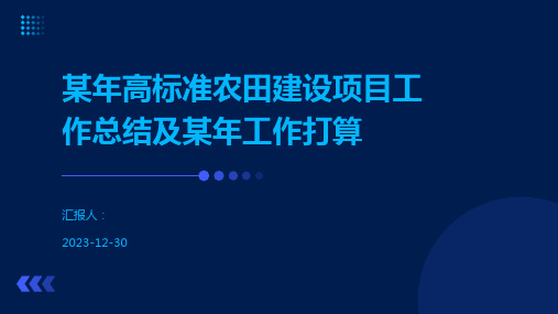 某年高标准农田建设项目工作总结及某年工作打算