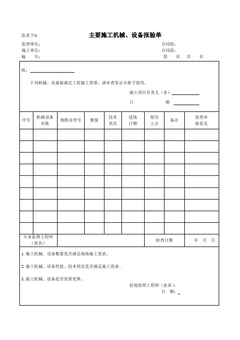 人员机械检查表