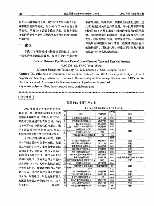 我国PTA主要生产企业