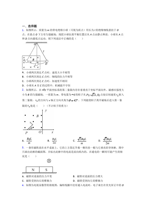 河南省淮阳中学高中物理选修二第一章《安培力与洛伦兹力》知识点总结(课后培优)