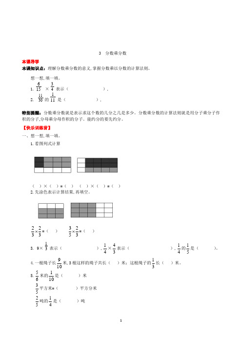 数学六年级上册《分数乘分数》练习题(含答案)