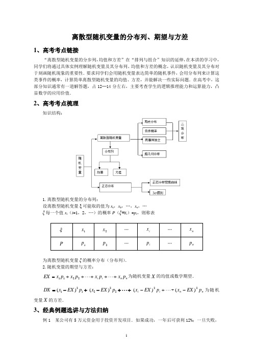 期望与方差-- 经典例题 -拓展习题-方法总结