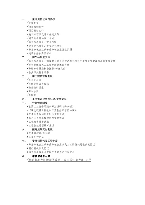 六项制度材料清单