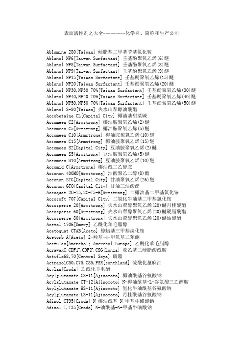 表面活性剂之大全