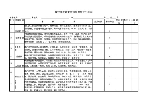 餐饮部考核评分表