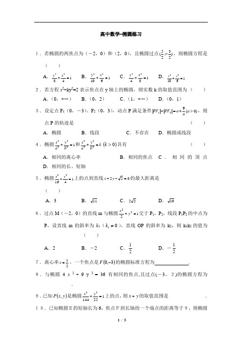 高中数学-椭圆练习