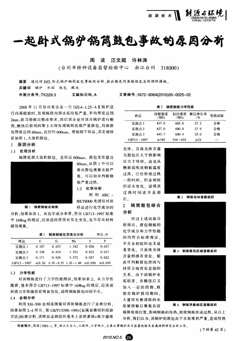 一起卧式锅炉锅筒鼓包事故的原因分析