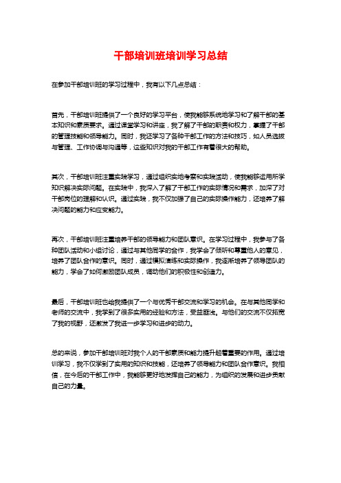 干部培训班培训学习总结