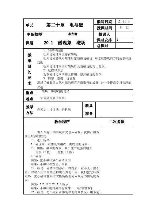 物理人教版九年级全册磁现象 磁场