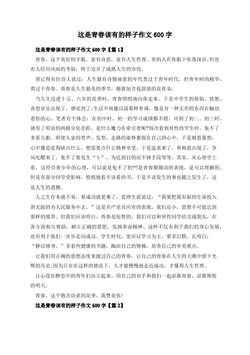 这是青春该有的样子作文600字