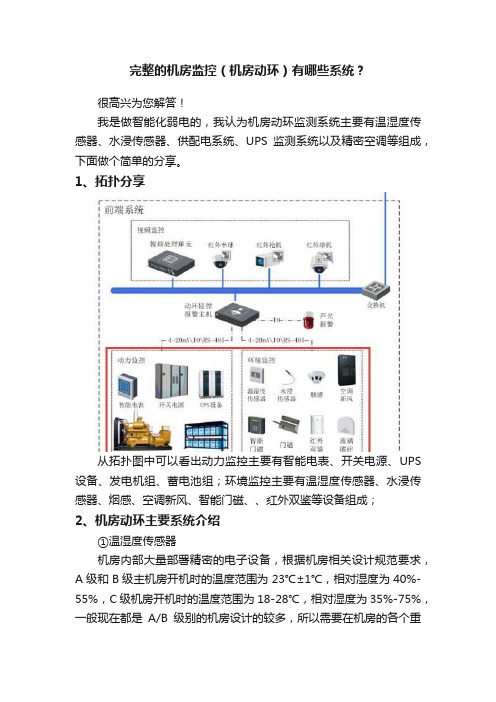 完整的机房监控（机房动环）有哪些系统？