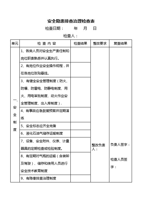 液化气站安全排查表