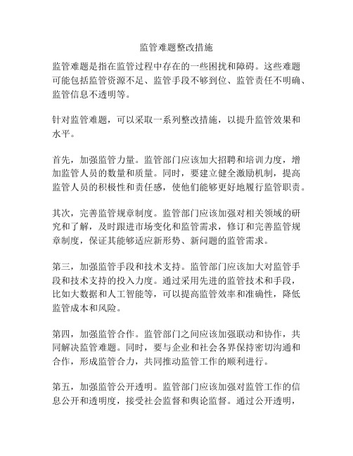 监管难题整改措施