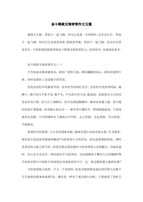 奋斗铸就无悔青春作文五篇