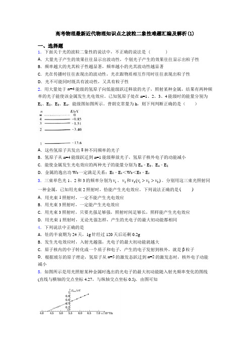 高考物理最新近代物理知识点之波粒二象性难题汇编及解析(1)