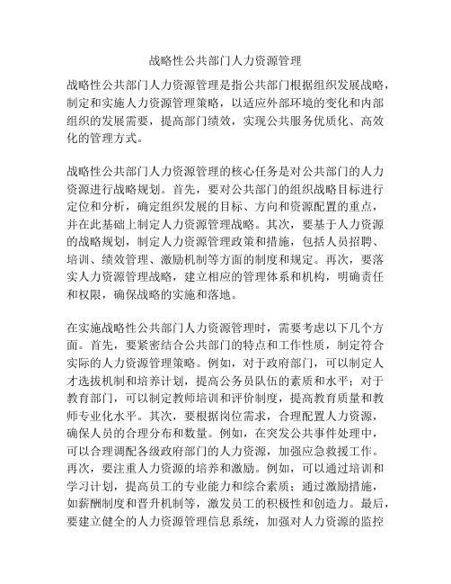 战略性公共部门人力资源管理