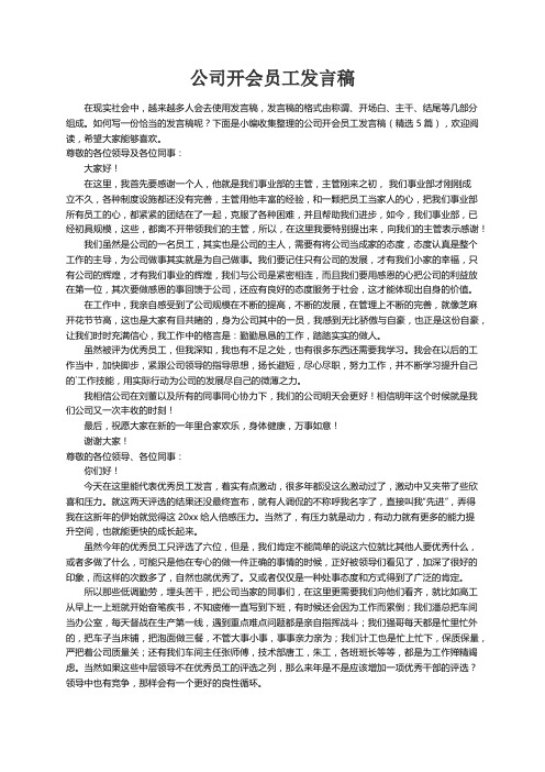 公司开会员工发言稿（精选5篇）