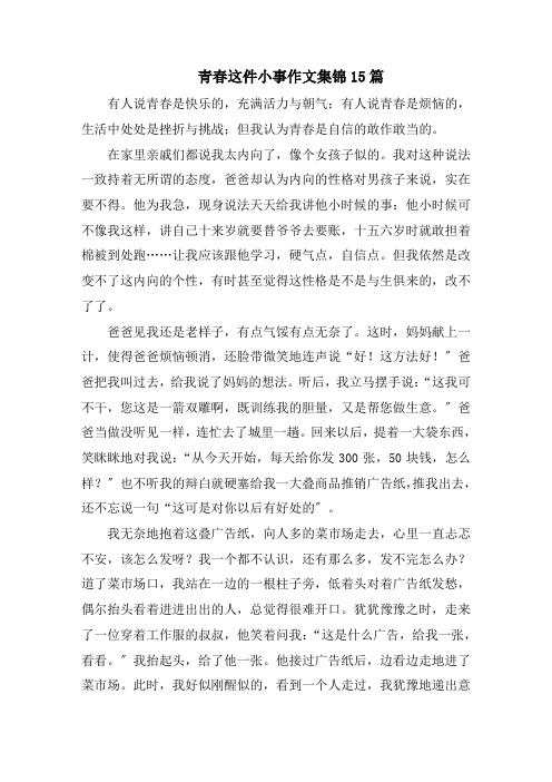 青春这件小事作文集锦15篇精选