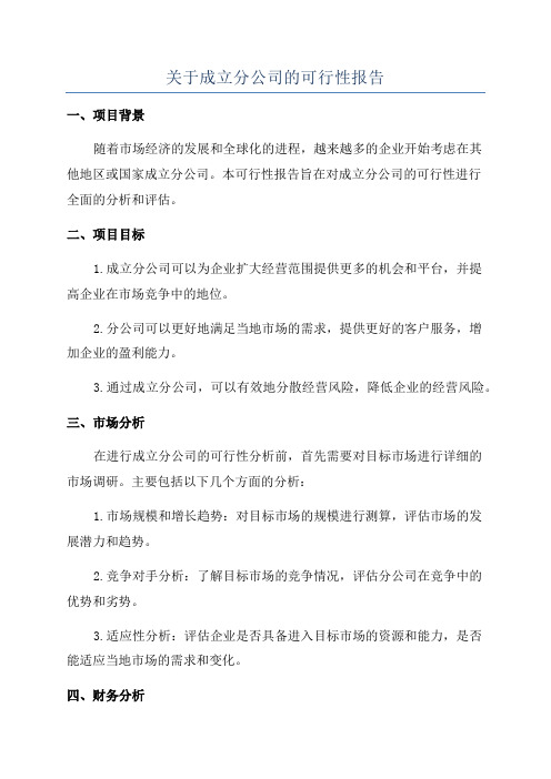 关于成立分公司的可行性报告