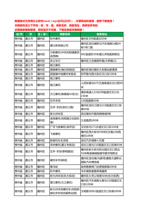 2020新版贵州省遵义市播州区摩托车工商企业公司商家名录名单黄页联系电话号码地址大全54家