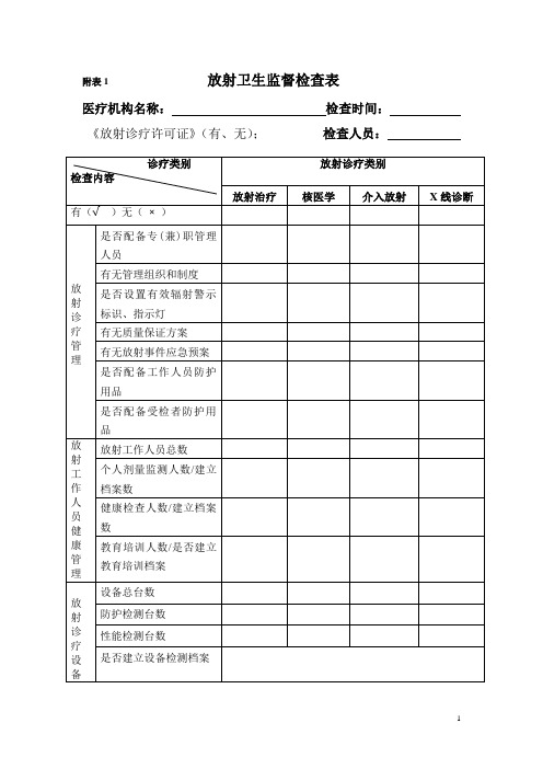 放射卫生监督检查表