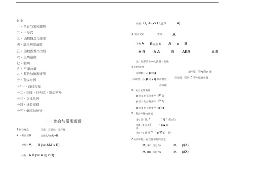 上海教材高中数学知识点总结