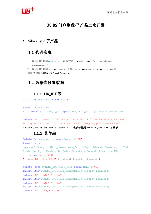 用友开发,用友二次开发U8开发之BS门户集成。