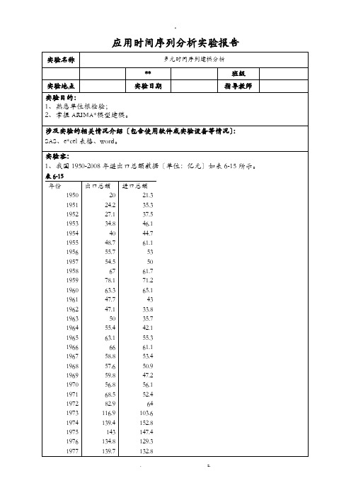 多元时间序列建模分析