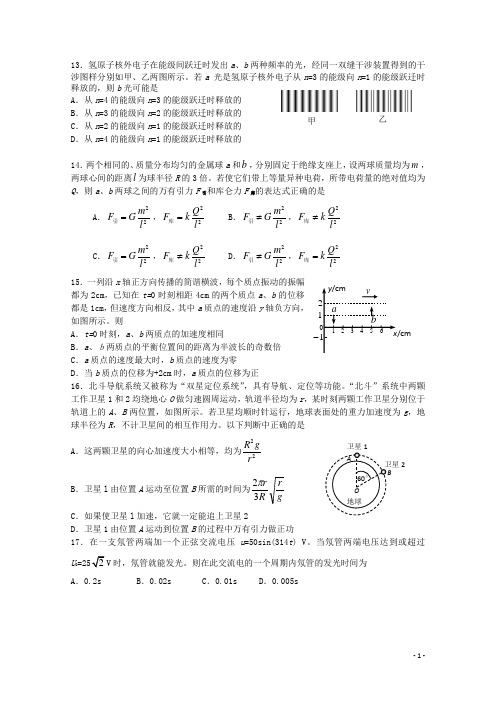 北京市东城区高三理综下学期综合练习(二)(物理部分)(东城二模,无答案)