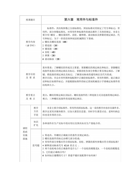 《机械制图》教案——第六章-标准件和常用件