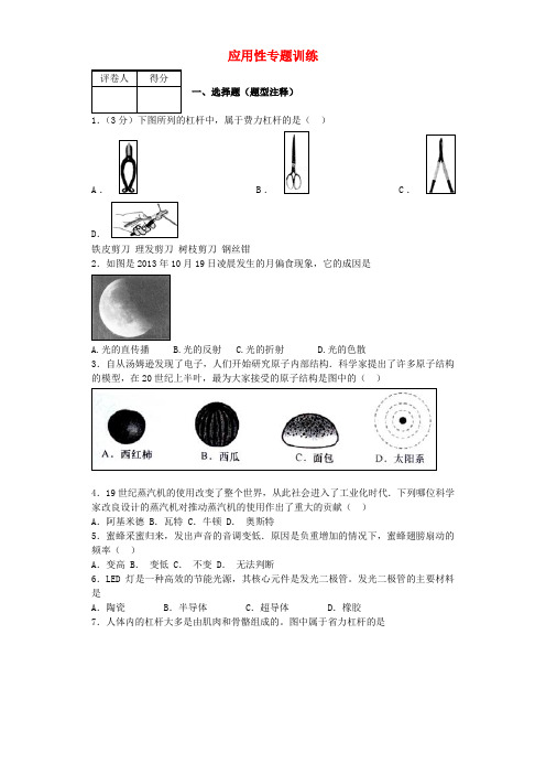 内蒙古达拉特旗第八中学中考物理 应用性专题训练