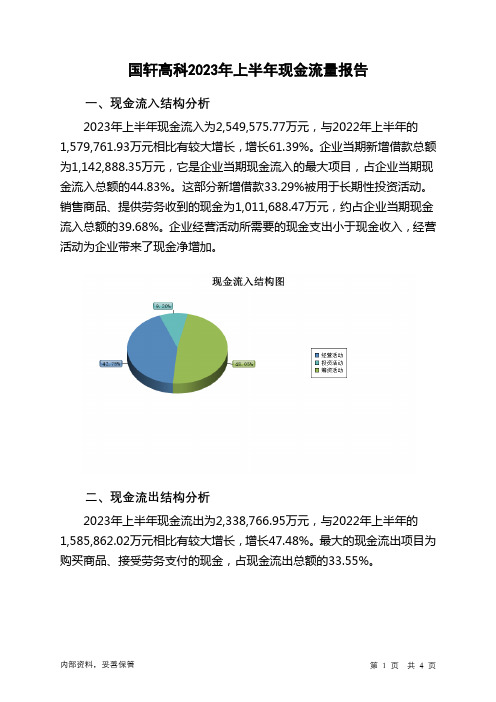 002074国轩高科2023年上半年现金流量报告