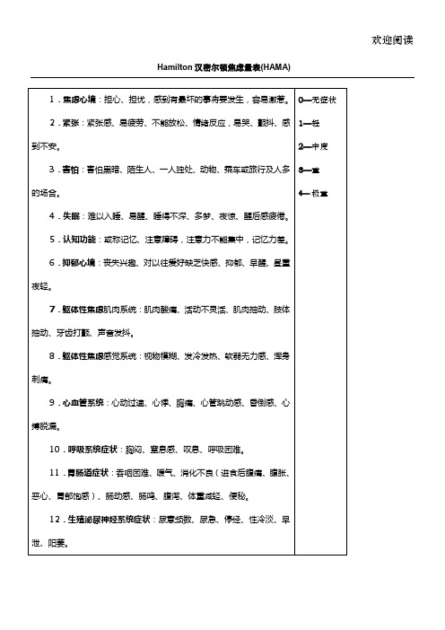 Hamilton汉密尔顿焦虑量表(HAMA) (2)