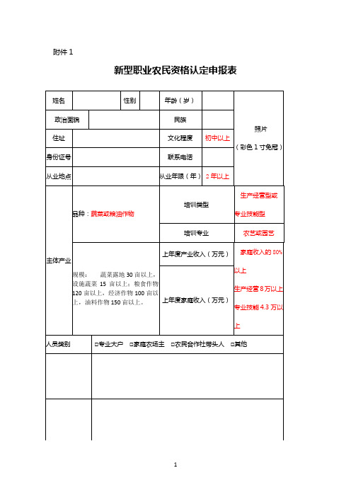 职业农民培训样表