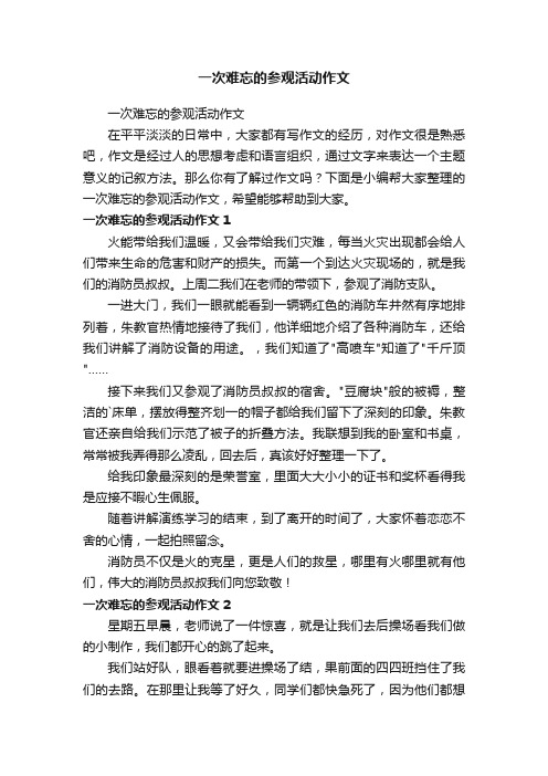 一次难忘的参观活动作文