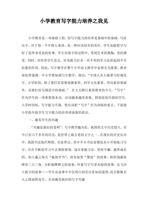 小学教育写字能力培养之我见