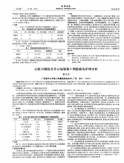 心脏刀刺伤合并心包填塞8例抢救及护理分析