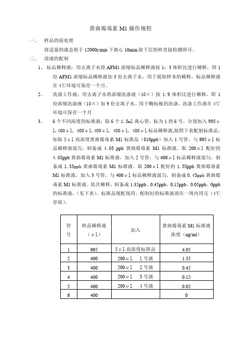 黄曲霉毒素M1操作规程