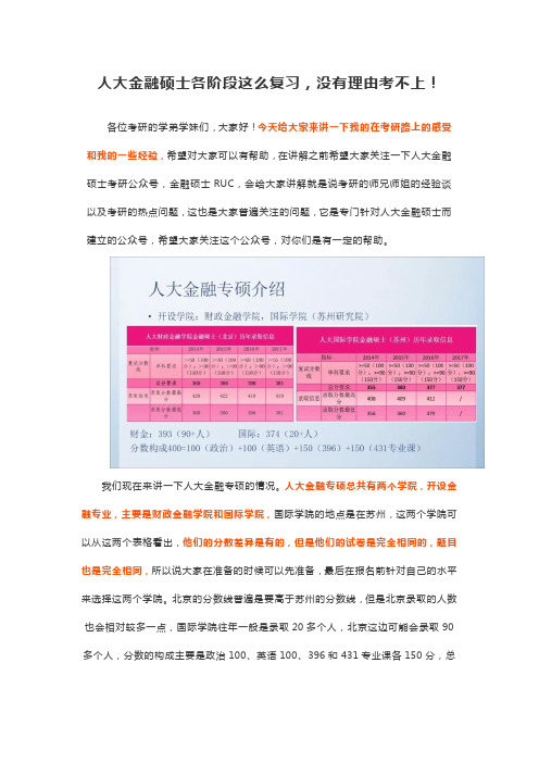 人大金融硕士各阶段这么复习,没有理由考不上!