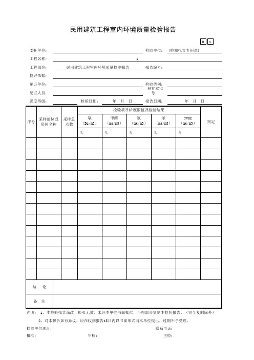 民用建筑工程室内环境质量检测报告