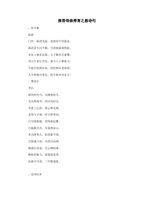 报答母亲养育之恩诗句