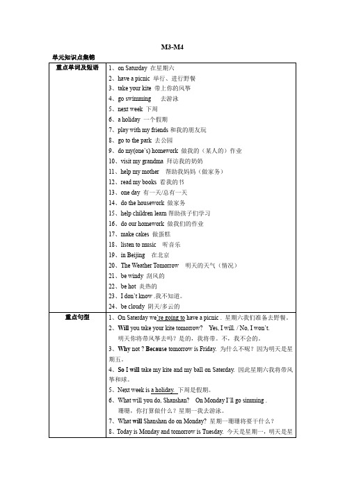 【精品】四年级英语下册M3-M4同步测试卷_外研新标准版