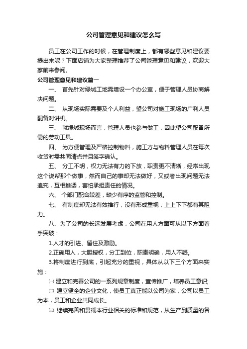 公司管理意见和建议怎么写